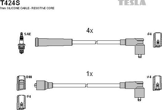 TESLA T424S - Augstsprieguma vadu komplekts autodraugiem.lv