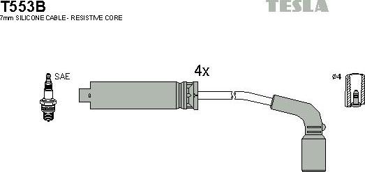 TESLA T553B - Augstsprieguma vadu komplekts autodraugiem.lv
