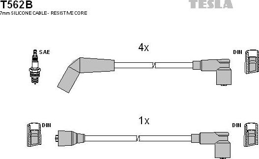 TESLA T562B - Augstsprieguma vadu komplekts autodraugiem.lv