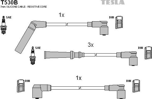 TESLA T530B - Augstsprieguma vadu komplekts autodraugiem.lv