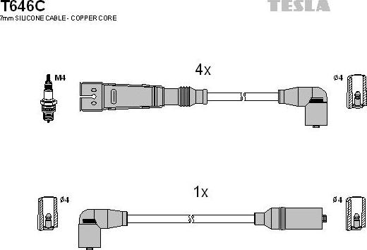 TESLA T646C - Augstsprieguma vadu komplekts autodraugiem.lv