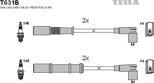 TESLA T631B - Augstsprieguma vadu komplekts autodraugiem.lv
