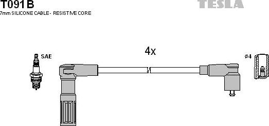 TESLA T091B - Augstsprieguma vadu komplekts autodraugiem.lv