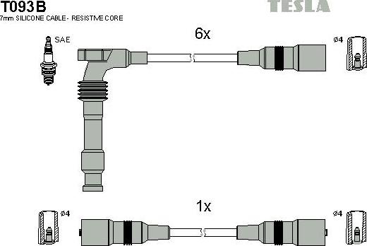TESLA T093B - Augstsprieguma vadu komplekts autodraugiem.lv