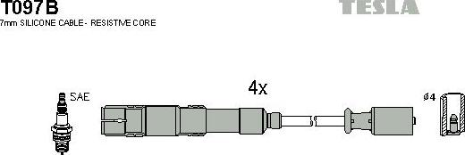 TESLA T097B - Augstsprieguma vadu komplekts autodraugiem.lv