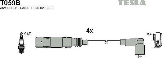 TESLA T059B - Augstsprieguma vadu komplekts autodraugiem.lv
