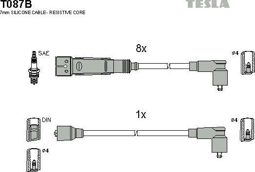 TESLA T087B - Augstsprieguma vadu komplekts autodraugiem.lv