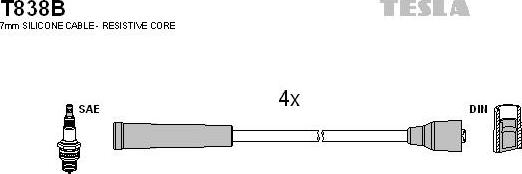 TESLA T838B - Augstsprieguma vadu komplekts autodraugiem.lv