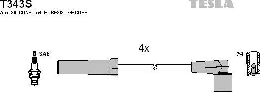 TESLA T343S - Augstsprieguma vadu komplekts autodraugiem.lv