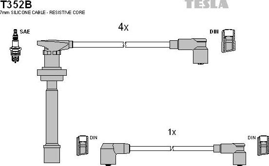 TESLA T352B - Augstsprieguma vadu komplekts autodraugiem.lv