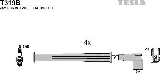 TESLA T319B - Augstsprieguma vadu komplekts autodraugiem.lv