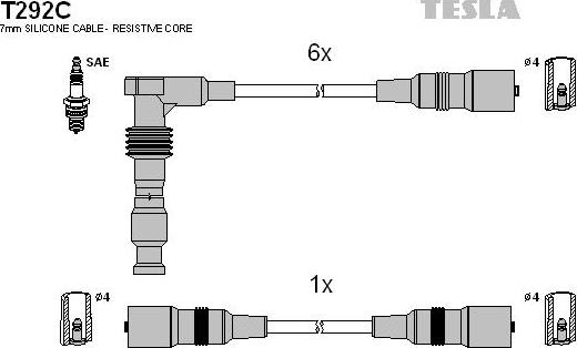 TESLA T292C - Augstsprieguma vadu komplekts autodraugiem.lv