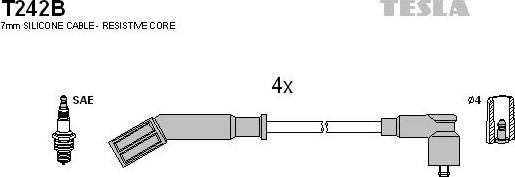 TESLA T242B - Augstsprieguma vadu komplekts autodraugiem.lv