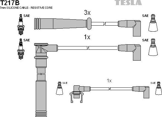 TESLA T217B - Augstsprieguma vadu komplekts autodraugiem.lv