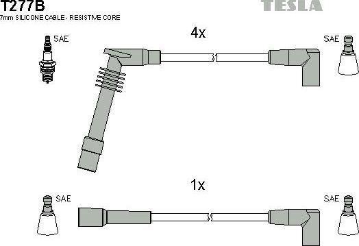 TESLA T277B - Augstsprieguma vadu komplekts autodraugiem.lv