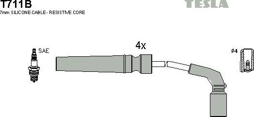 TESLA T711B - Augstsprieguma vadu komplekts autodraugiem.lv