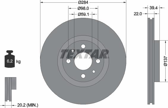 Textar 92055200 - Bremžu diski autodraugiem.lv