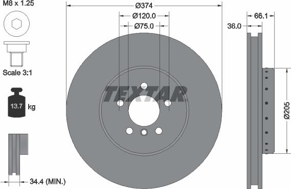 Textar 92266025 - Bremžu diski autodraugiem.lv