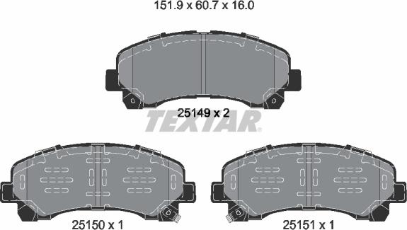 Textar 2514904 - Bremžu uzliku kompl., Disku bremzes autodraugiem.lv