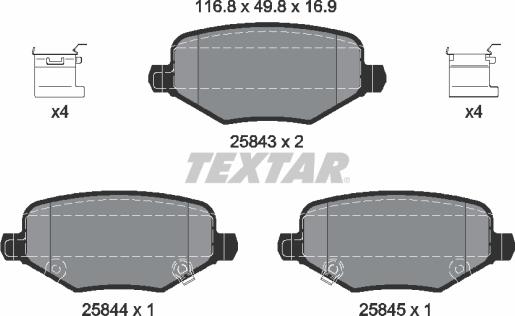 Textar 2584301 - Bremžu uzliku kompl., Disku bremzes autodraugiem.lv