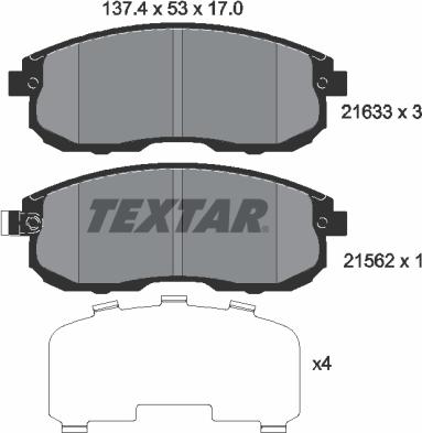 Textar 2163301 - Bremžu uzliku kompl., Disku bremzes autodraugiem.lv