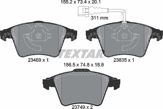 Textar 2346901 - Bremžu uzliku kompl., Disku bremzes autodraugiem.lv