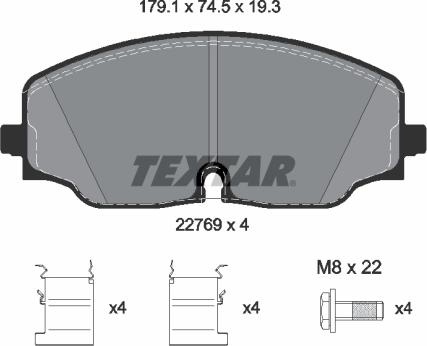 Textar 2276901 - Bremžu uzliku kompl., Disku bremzes autodraugiem.lv