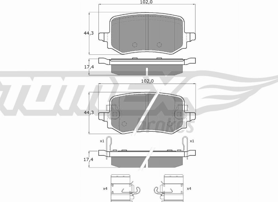 TOMEX brakes TX 60-44 - Bremžu uzliku kompl., Disku bremzes autodraugiem.lv