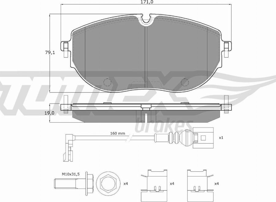 TOMEX brakes TX 60-63 - Bremžu uzliku kompl., Disku bremzes autodraugiem.lv