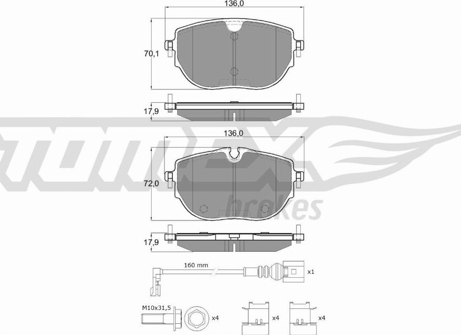 TOMEX brakes TX 60-62 - Bremžu uzliku kompl., Disku bremzes autodraugiem.lv