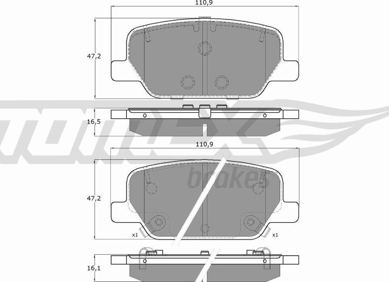 TOMEX brakes TX 60-06 - Bremžu uzliku kompl., Disku bremzes autodraugiem.lv