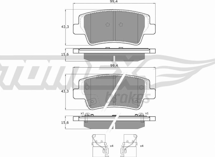 TOMEX brakes TX 60-38 - Bremžu uzliku kompl., Disku bremzes autodraugiem.lv