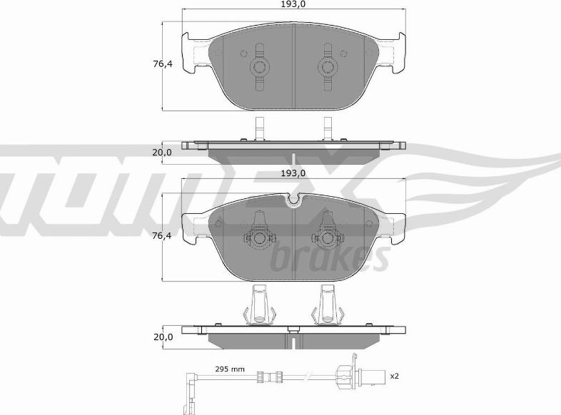 TOMEX brakes TX 19-40 - Bremžu uzliku kompl., Disku bremzes autodraugiem.lv