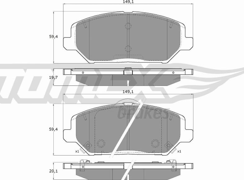 TOMEX brakes TX 19-59 - Bremžu uzliku kompl., Disku bremzes autodraugiem.lv