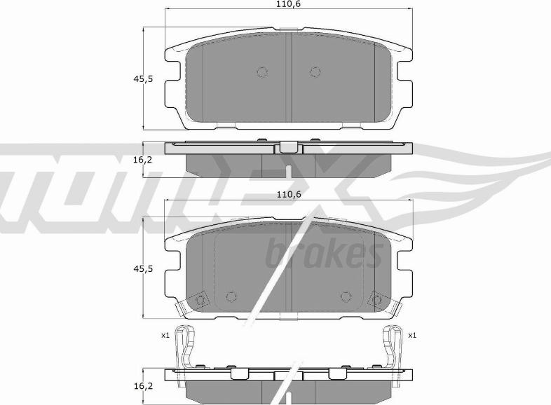 TOMEX brakes TX 19-58 - Bremžu uzliku kompl., Disku bremzes autodraugiem.lv