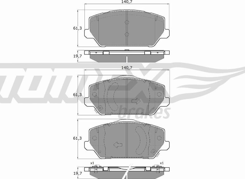 TOMEX brakes TX 19-60 - Bremžu uzliku kompl., Disku bremzes autodraugiem.lv