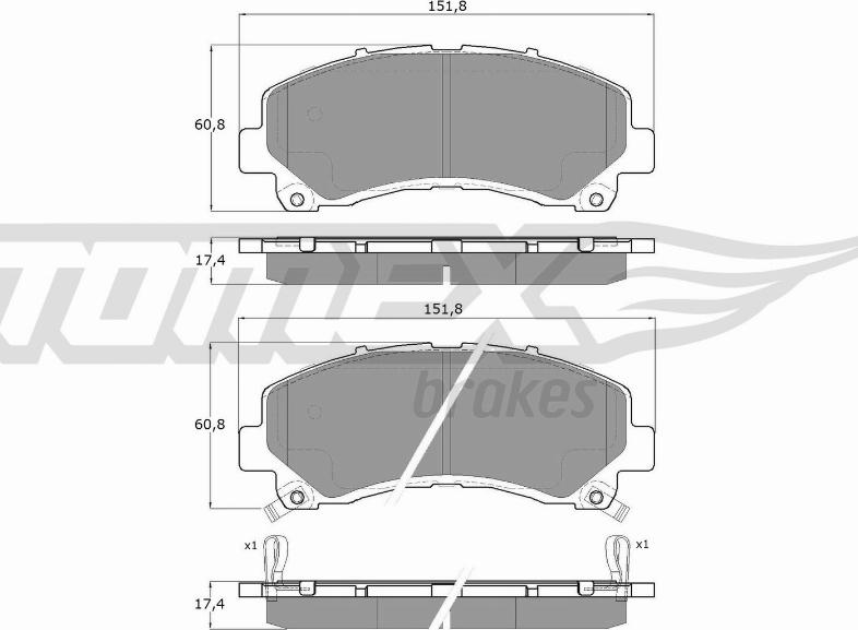 TOMEX brakes TX 19-00 - Bremžu uzliku kompl., Disku bremzes autodraugiem.lv