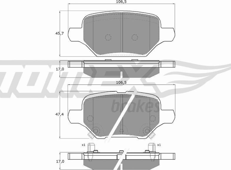 TOMEX brakes TX 19-80 - Bremžu uzliku kompl., Disku bremzes autodraugiem.lv