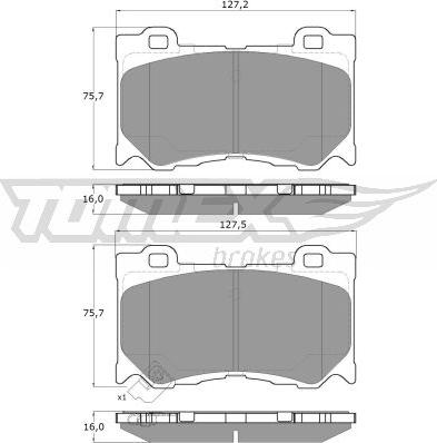 TOMEX brakes TX 19-38 - Bremžu uzliku kompl., Disku bremzes autodraugiem.lv