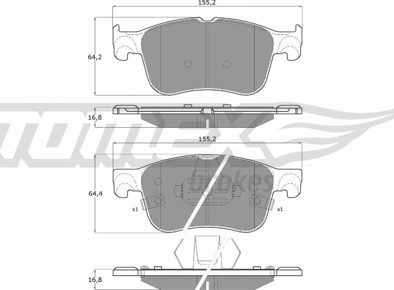 TOMEX brakes TX 19-70 - Bremžu uzliku kompl., Disku bremzes autodraugiem.lv