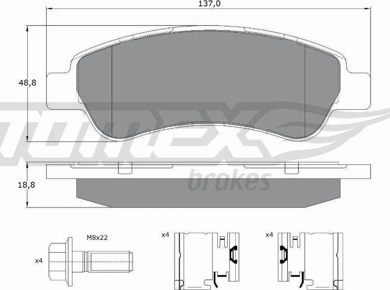 TOMEX brakes TX 14-41 - Bremžu uzliku kompl., Disku bremzes autodraugiem.lv