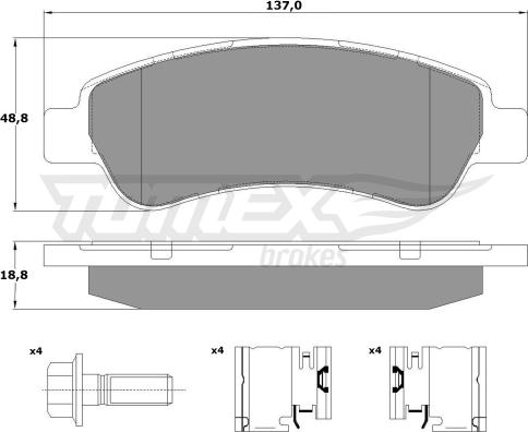 TOMEX brakes TX 14-41 - Bremžu uzliku kompl., Disku bremzes autodraugiem.lv