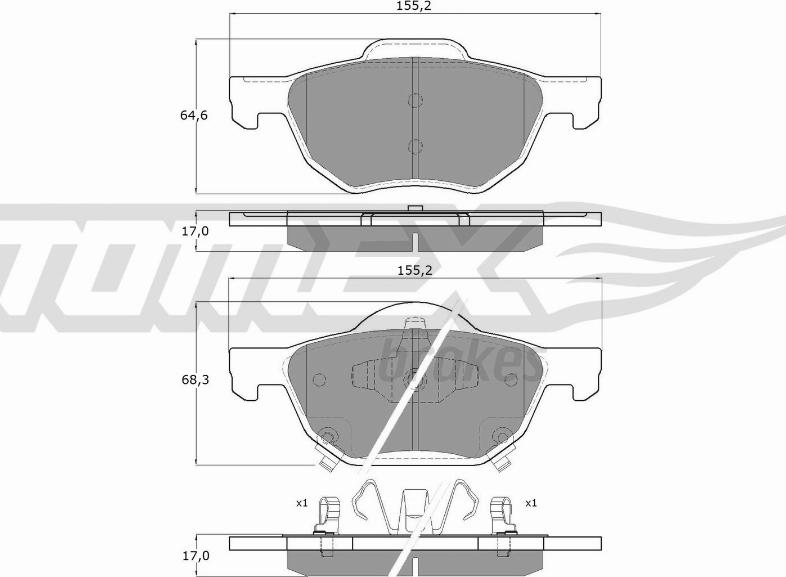 TOMEX brakes TX 14-50 - Bremžu uzliku kompl., Disku bremzes autodraugiem.lv