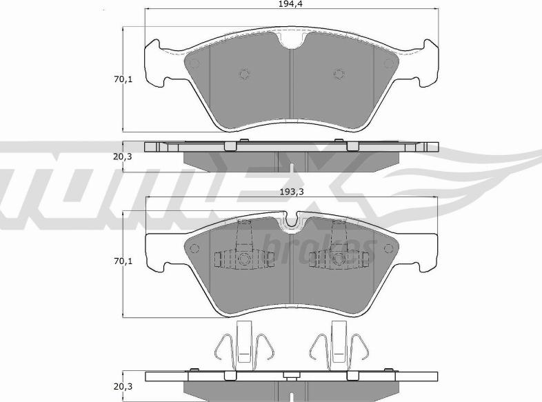 TOMEX brakes TX 14-57 - Bremžu uzliku kompl., Disku bremzes autodraugiem.lv