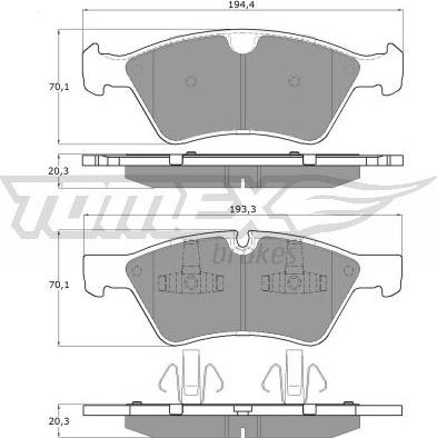 TOMEX brakes TX 14-57 - Bremžu uzliku kompl., Disku bremzes autodraugiem.lv