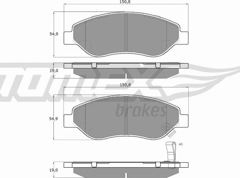 TOMEX brakes TX 14-61 - Bremžu uzliku kompl., Disku bremzes autodraugiem.lv