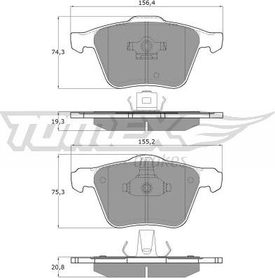 TOMEX brakes TX 14-06 - Bremžu uzliku kompl., Disku bremzes autodraugiem.lv