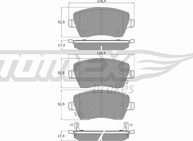 TOMEX brakes TX 14-161 - Bremžu uzliku kompl., Disku bremzes autodraugiem.lv