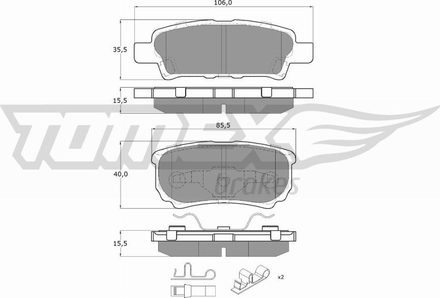 TOMEX brakes TX 14-87 - Bremžu uzliku kompl., Disku bremzes autodraugiem.lv