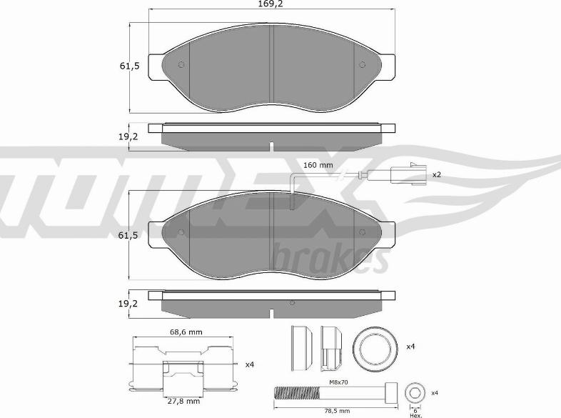 TOMEX brakes TX 14-39 - Bremžu uzliku kompl., Disku bremzes autodraugiem.lv